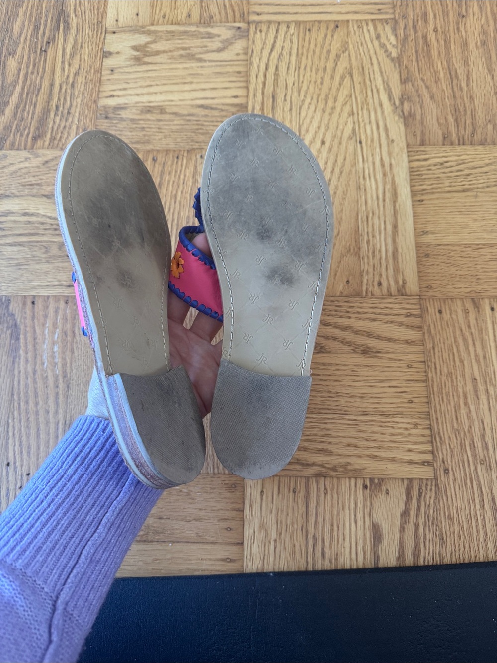 Jack Rogers | Navajo Sandals leather whipstitch blue pink 8.5 - Picture 5 of 5